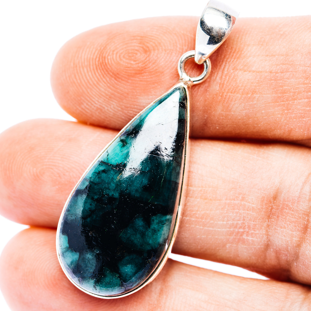 Premium Raw Zambian Emerald Pendant 1 3/4" (.925 Sterling Silver)
