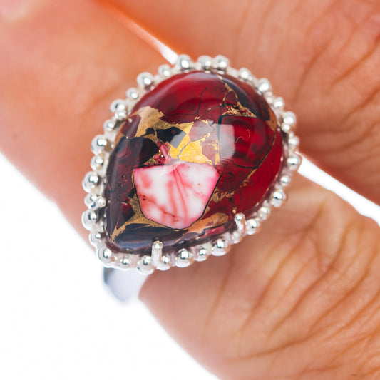 Exclusive Red Dahlia Mohave Turquoise Ring Size 6.5 (.925 Sterling Silver)