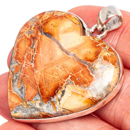 Maligano Jasper Heart Pendant 1 5/8" (925 Sterling Silver) P43293