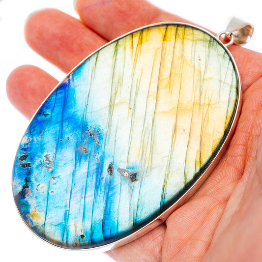 Gigantic Premium Spectrolite Pendant 3 3/4" (.925 Sterling Silver) PD52325