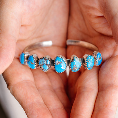 Golden Hills Turquoise Cuff Bracelet Adjustable (.925 Sterling Silver)