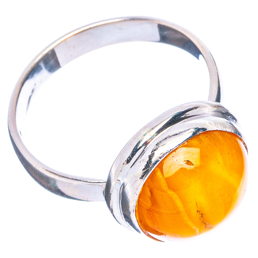 Bone Amber Ring Size 7 (.925 Sterling Silver)