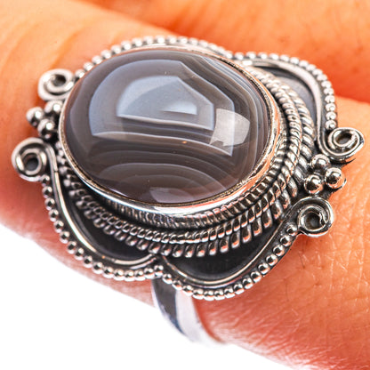 Botswana Agate 925 Sterling Silver Ring Size 9