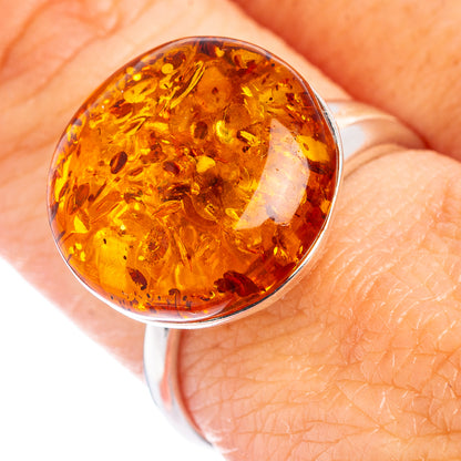 Baltic Amber Ring Size 8 Adjustable (.925 Sterling Silver)