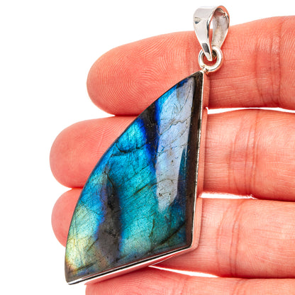 Premium Spectrolite Pendant 2 5/8" (.925 Sterling Silver)