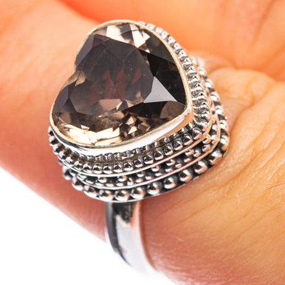 Smoky Quartz 925 Sterling Silver Ring Size 7.25