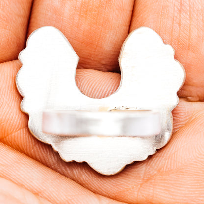Sterling silver ring back with decorative cutout and smooth interior band