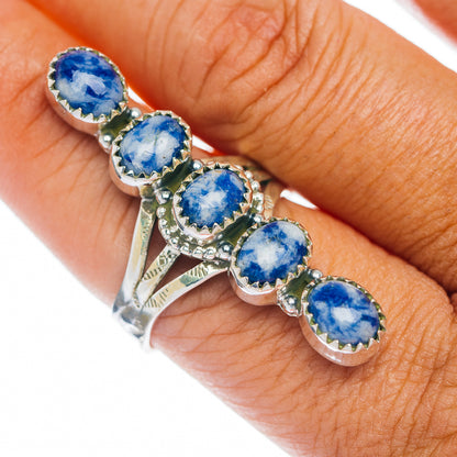 Premium 5-Gemstone Finger Shield Sodalite Ring Size 9.75 (.925 Sterling Silver)