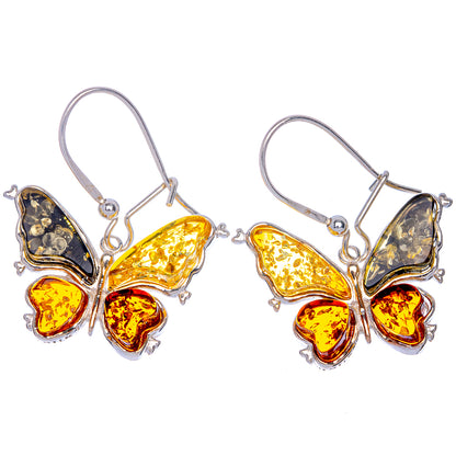 Baltic Amber Butterfly Earrings 1 1/4" (925 Sterling Silver) E433123