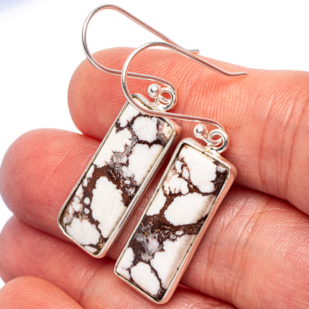 Wild Horse Jasper Earrings 1 5/8" (.925 Sterling Silver)