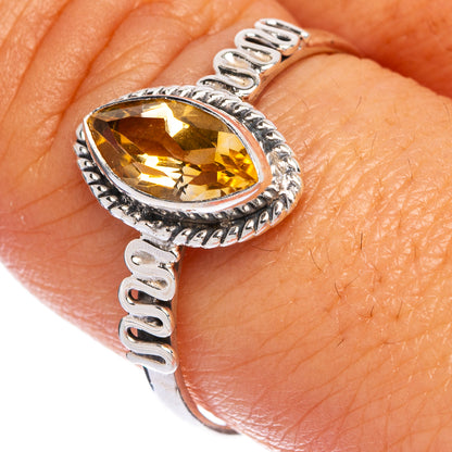 Faceted Citrine Dainty Ring Size 9.5 (925 Sterling Silver) R145431