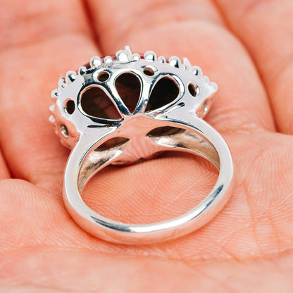 Exclusive Red Dahlia Mohave Turquoise Ring Size 7.25 (.925 Sterling Silver)