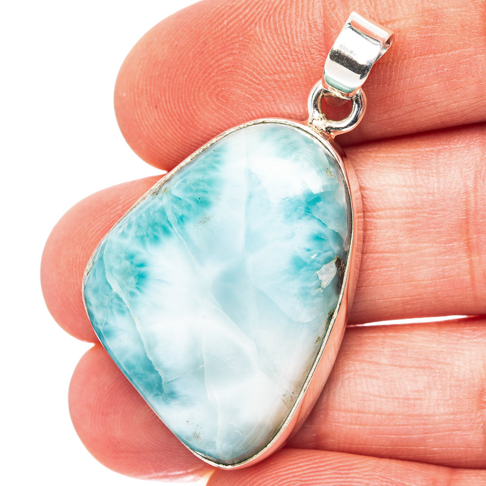 Larimar Pendant 1 5/8" (.925 Sterling Silver)