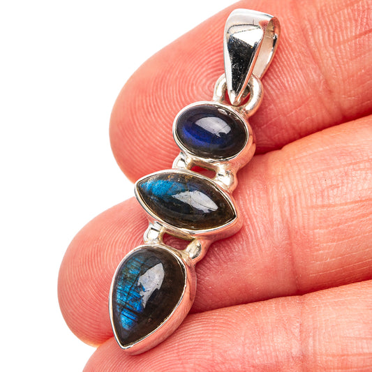 Labradorite Pendant 1 3/8" (.925 Sterling Silver)