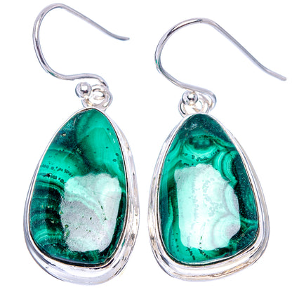 Malachite Earrings 1 3/8" (.925 Sterling Silver)