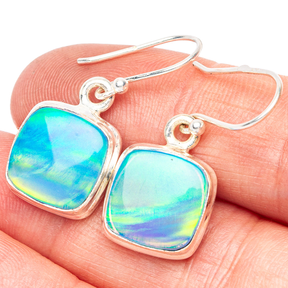 Aura Opal 925 Sterling Silver Earrings 1 1/8" (925 Sterling Silver) E2086