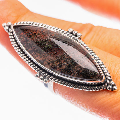 Huge Tourmalinated Quartz Ring Size 7.5 (925 Sterling Silver) R142210