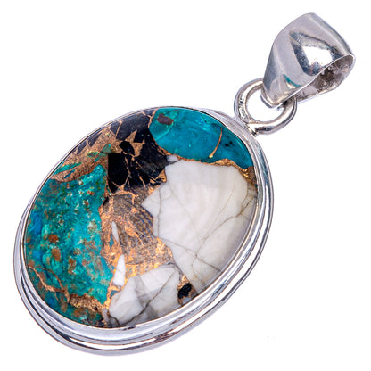 Blue Copper Composite Turquoise Pendant 1 3/8" (925 Sterling Silver) P40126