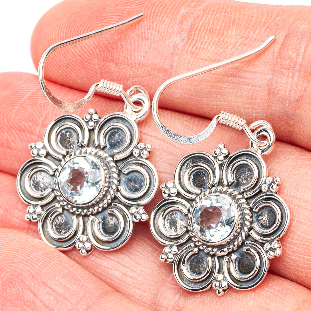 Premium Blue Topaz Earrings 1 1/2" (925 Sterling Silver) E2728