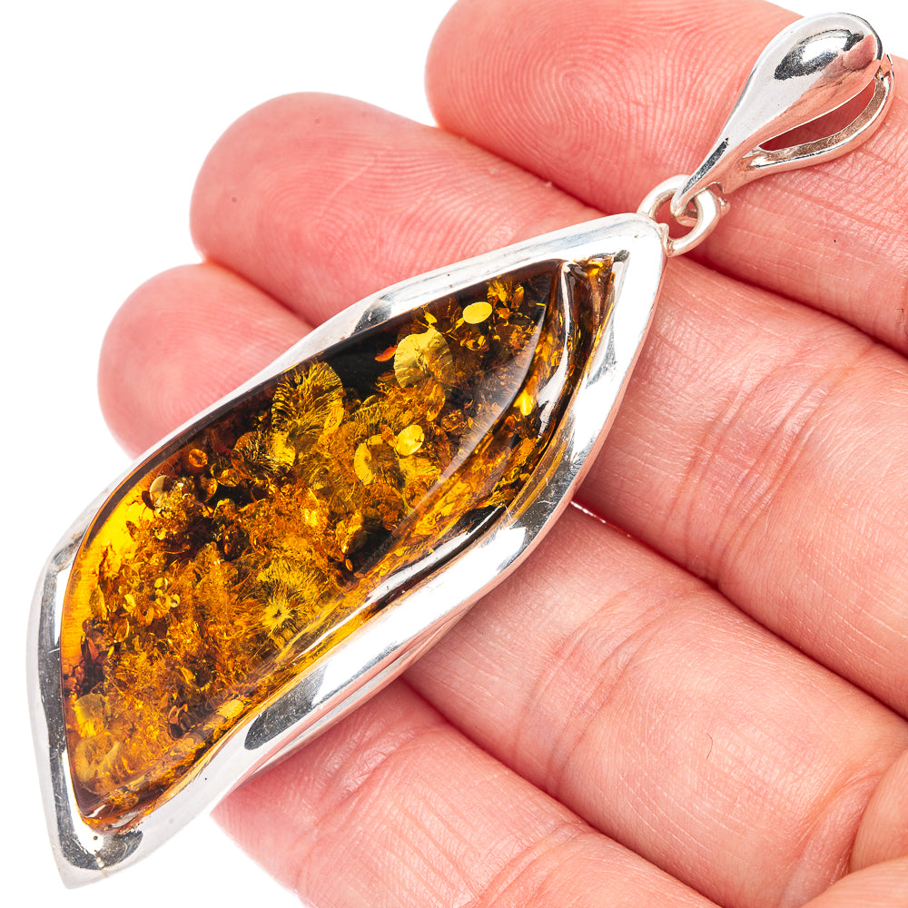 Ana Silver Co Baltic Amber Pendant 2 3/4" (925 Sterlnig Silver)