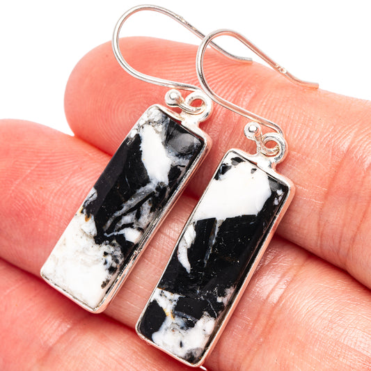 Zebra Jasper Earrings 1 1/2" (925 Sterling Silver) E2436
