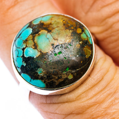 Tibetan Turquoise Ring Size 8 (.925 Sterling Silver)