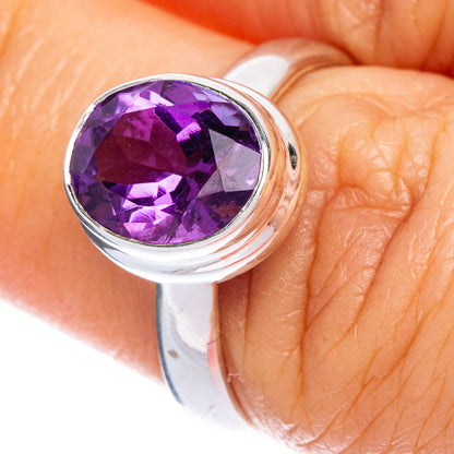 Faceted Amethyst Ring Size 6.75 (925 Sterling Silver) R147164