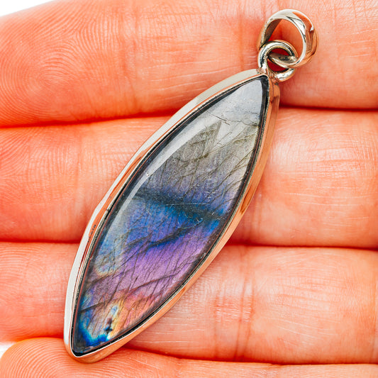 Labradorite Pendant 2 1/8" (German Silver)