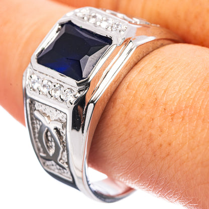 Blue Quartz Men's Ring Size 11 (.925 Sterling Silver)