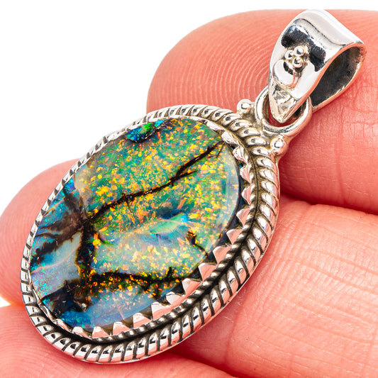 Rare Sterling Opal Pendant 1 1/4" (925 Sterling Silver) P44029