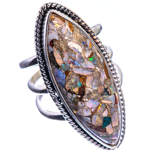 Large Brecciated Ethiopian Opal 925 Sterling Silver Ring Size 7