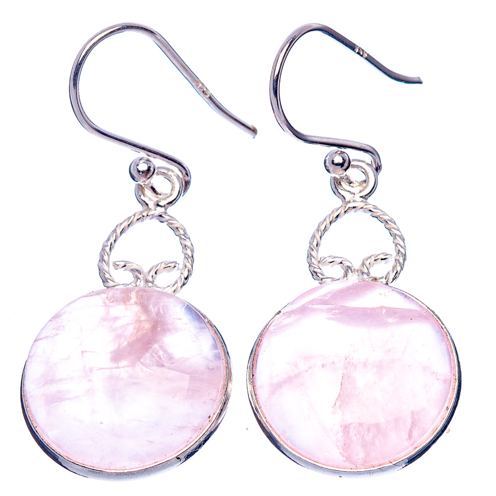 Rose Quartz Earrings 1 1/2" (925 Sterling Silver) E1855