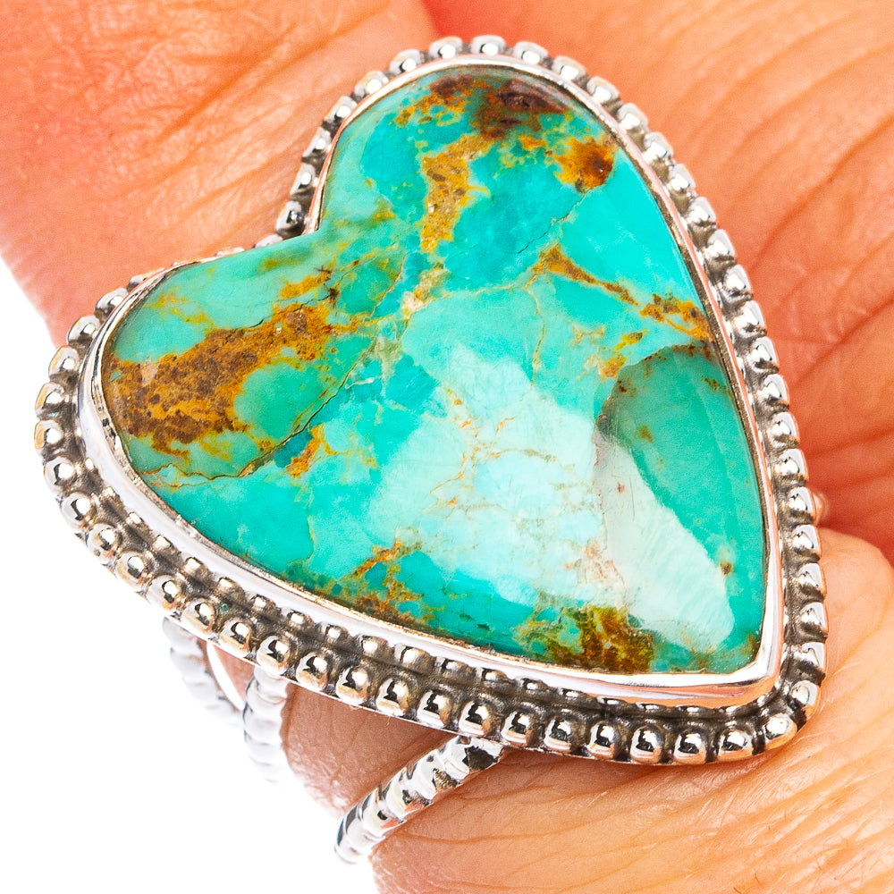 Mohave Turquoise Heart Ring Size 6.25 (.925 Sterling Silver)