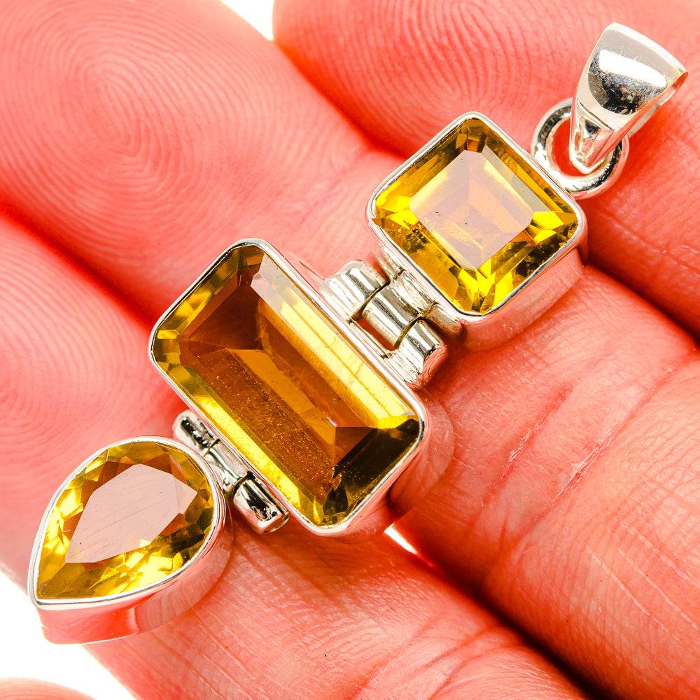 Faceted Citrine Pendant 2" (925 Sterling Silver) PD38265