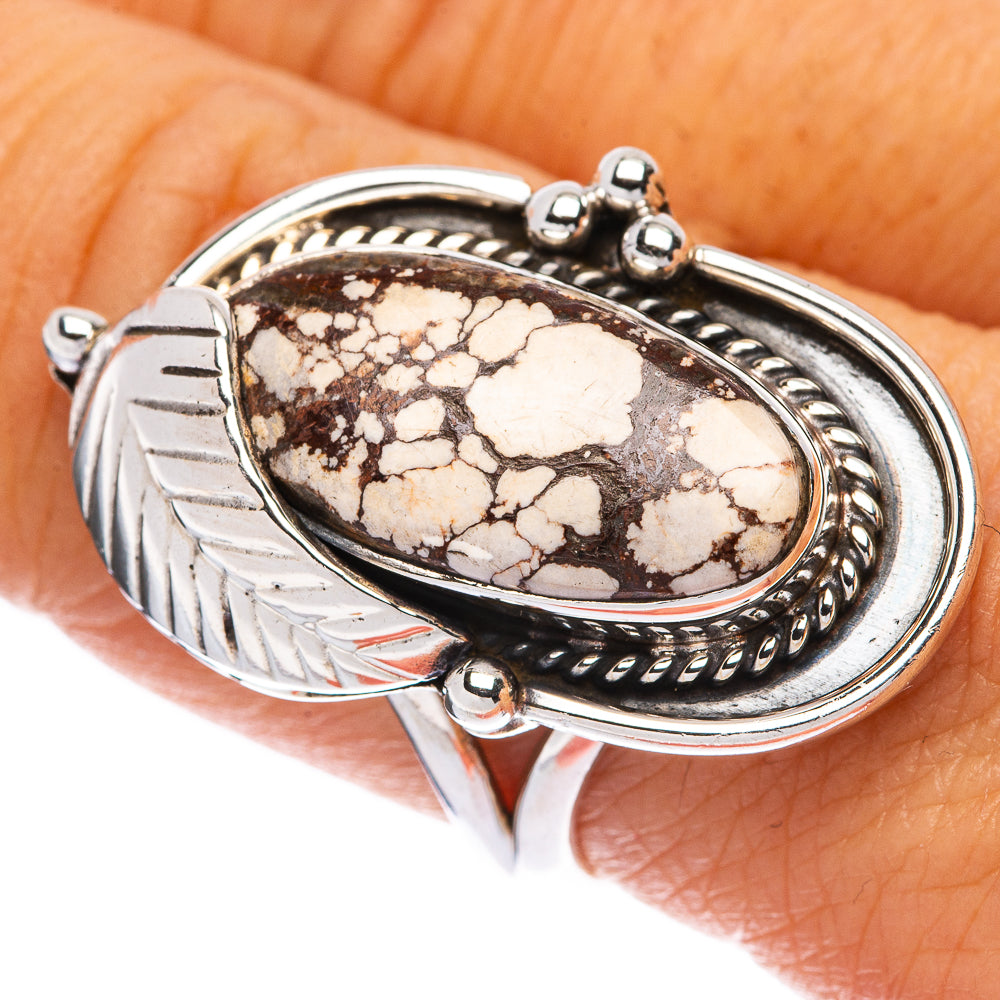 Oval wild horse jasper gemstone ring in sterling silver with ornate bezel and split shank