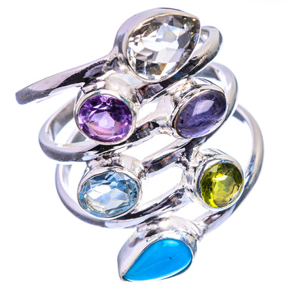Large White Quartz, Amethyst, Tanzanite, Blue Topaz, Peridot, Sleeping Beauty Turquoise Ring Size 9 (925 Sterling Silver) R143170