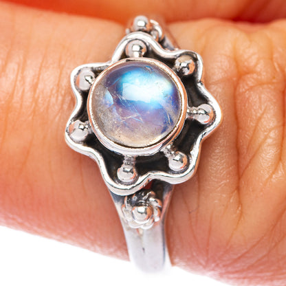 Rainbow Moonstone Dainty Ring Size 8 (925 Sterling Silver) R145895