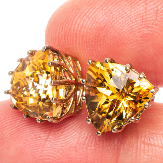 10k Gold Faceted Citrine Earrings 1/2" (925 Sterling Silver) E433167