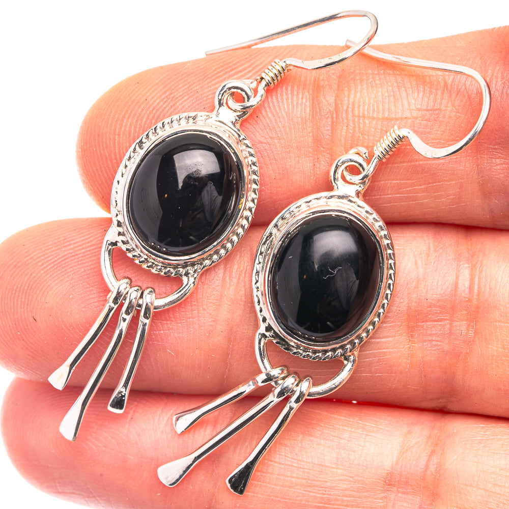 Premium Black Onyx Earrings 1 7/8" (925 Sterling Silver) E432364