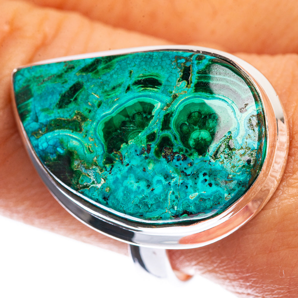 Malachite In Chrysocolla 925 Sterling Silver Ring Size 100