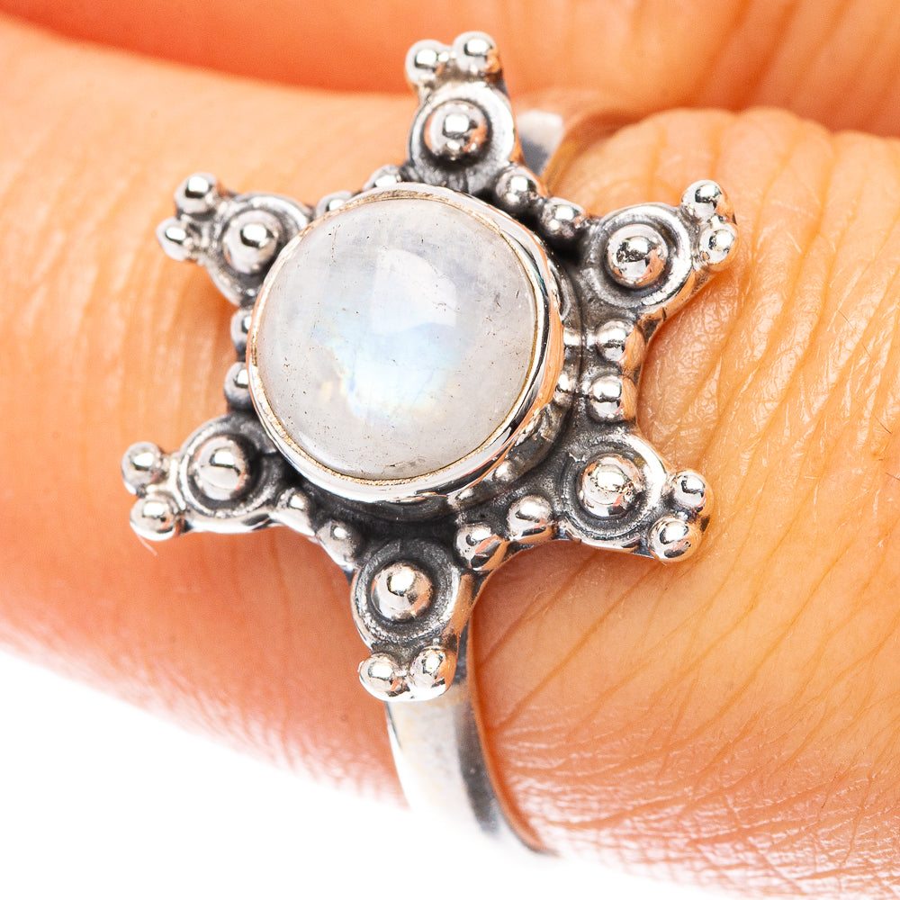 Rainbow Moonstone Flower 925 Sterling Silver Ring Size 7 (925 Sterling Silver) R5484