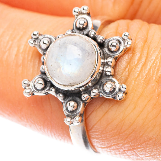 Rainbow Moonstone Flower 925 Sterling Silver Ring Size 7 (925 Sterling Silver) R5484