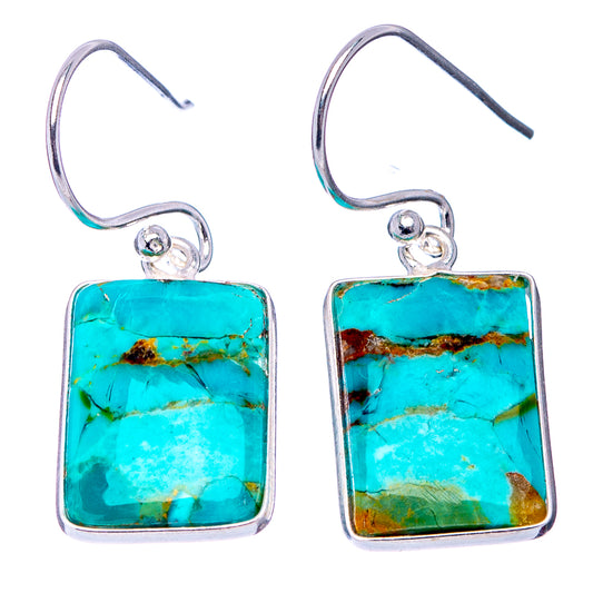 Turquoise square drop earrings with .925 sterling silver hooks