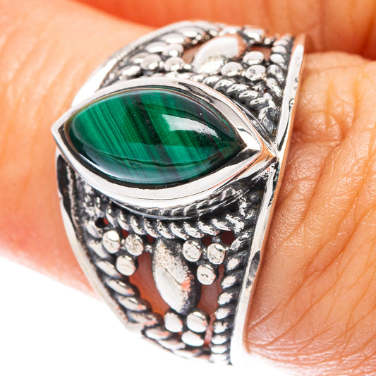 Malachite Dainty Ring Size 6.5 (925 Sterling Silver) R5965