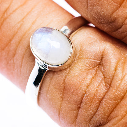Rainbow Moonstone Ring Size 6.5 (.925 Sterling Silver)