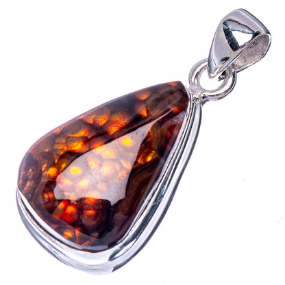 Rare Mexican Fire Agate Pendant 1 1/4" (925 Sterling Silver) P41044