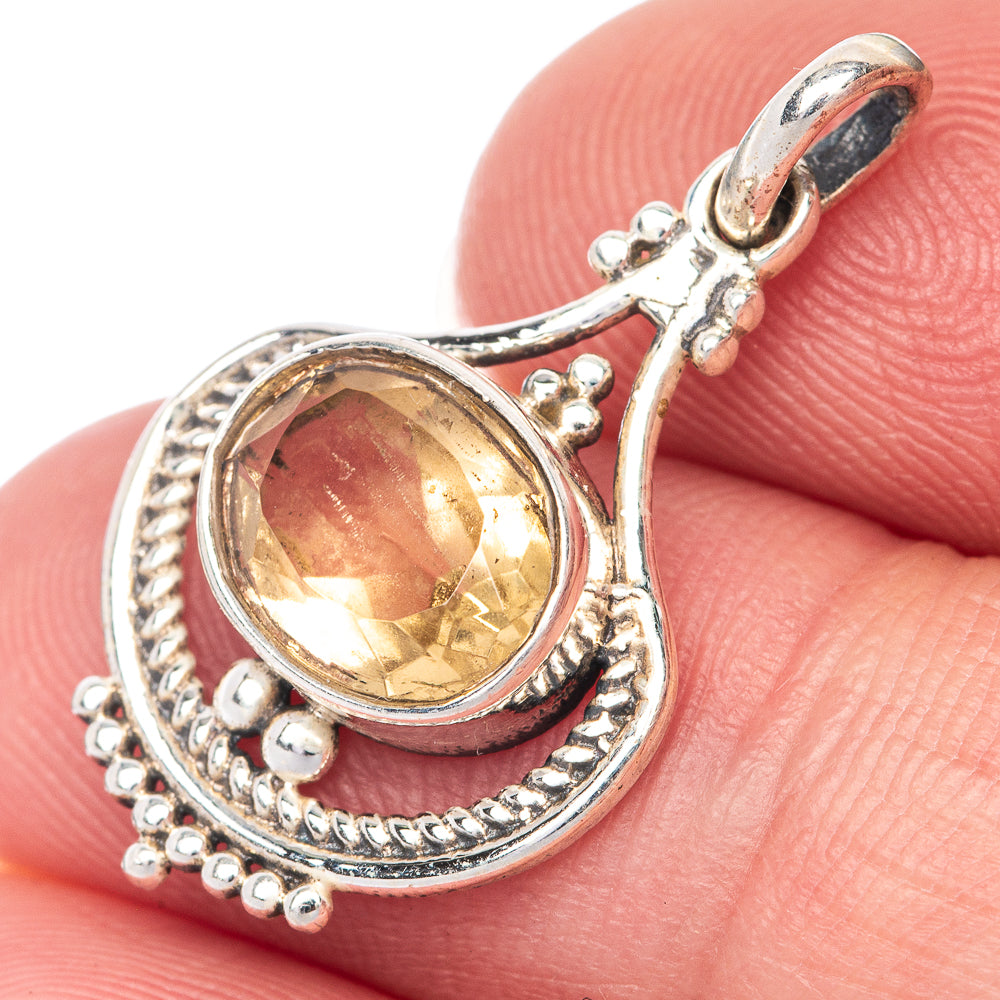 Faceted Citrine Dainty Pendant 1" (925 Sterling Silver) P39928
