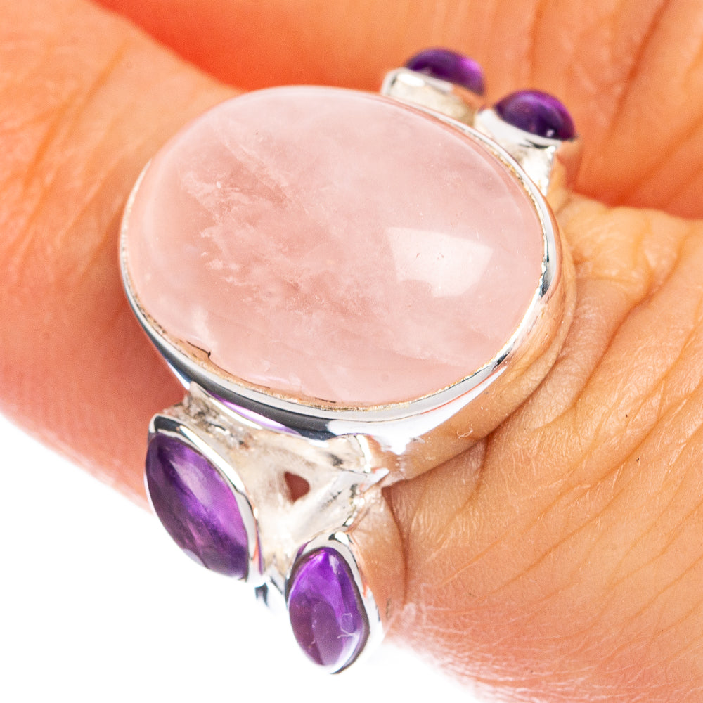 Rose Quartz, Amethyst Ring Size 6.25 (925 Sterling Silver) R144296