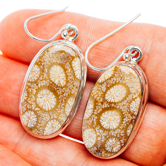 Premium Fossil Coral Earrings 1 5/8" (.925 Sterling Silver)