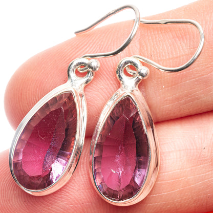 Faceted Color Change Alexandrite (Lab.) Earrings 1 3/8" (925 Sterling Silver) E432541